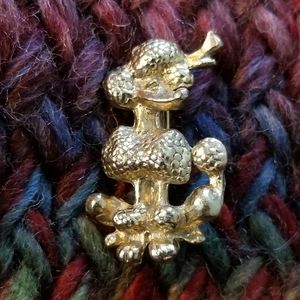 Vintage poodle pin gold tone dog brooch